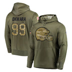 Kooe C.Browns #99 Julian Okwara Player Olive Salute to Service Pullover Hoodies Home Game Stitched Jerseys