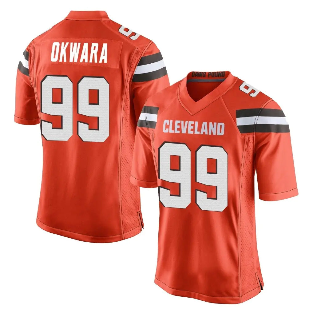Kooe C.Browns #99 Julian Okwara Player Orange Vapor Limited Home Game Stitched Jerseys