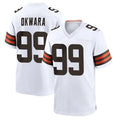 Kooe C.Browns #99 Julian Okwara Player White Home Game Stitched Jerseys