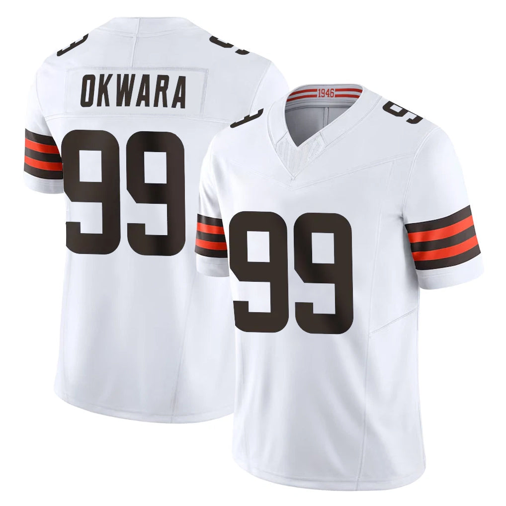 Kooe C.Browns #99 Julian Okwara Player White Vapor F.U.S.E. Limited Home Game Stitched Jerseys