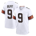 Kooe C.Browns #9 Grant Delpit Player White Home Game Stitched Jerseys
