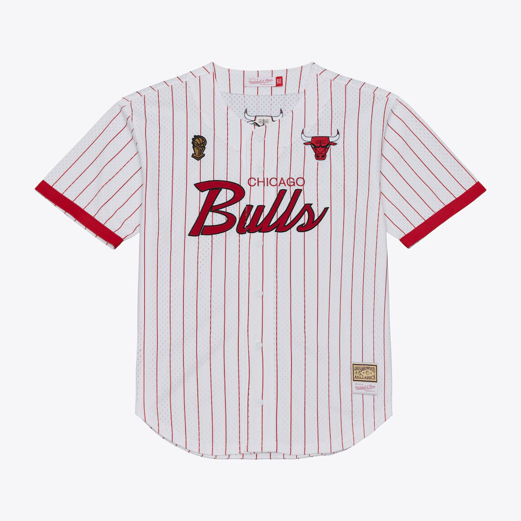 Kooe C.Bulls Mitchell & Ness White Head Coach Pinstripe Mesh Full-Button Baseball Jerseys