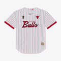 Kooe C.Bulls Mitchell & Ness White Head Coach Pinstripe Mesh Full-Button Baseball Jerseys