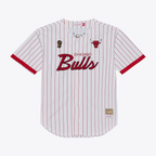 Kooe C.Bulls Mitchell & Ness White Head Coach Pinstripe Mesh Full-Button Baseball Jerseys