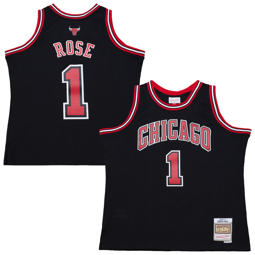 Kooe C.Bulls #1 Derrick Rose Mitchell & Ness Black Big & Tall 2010-11 Swingman Jerseys