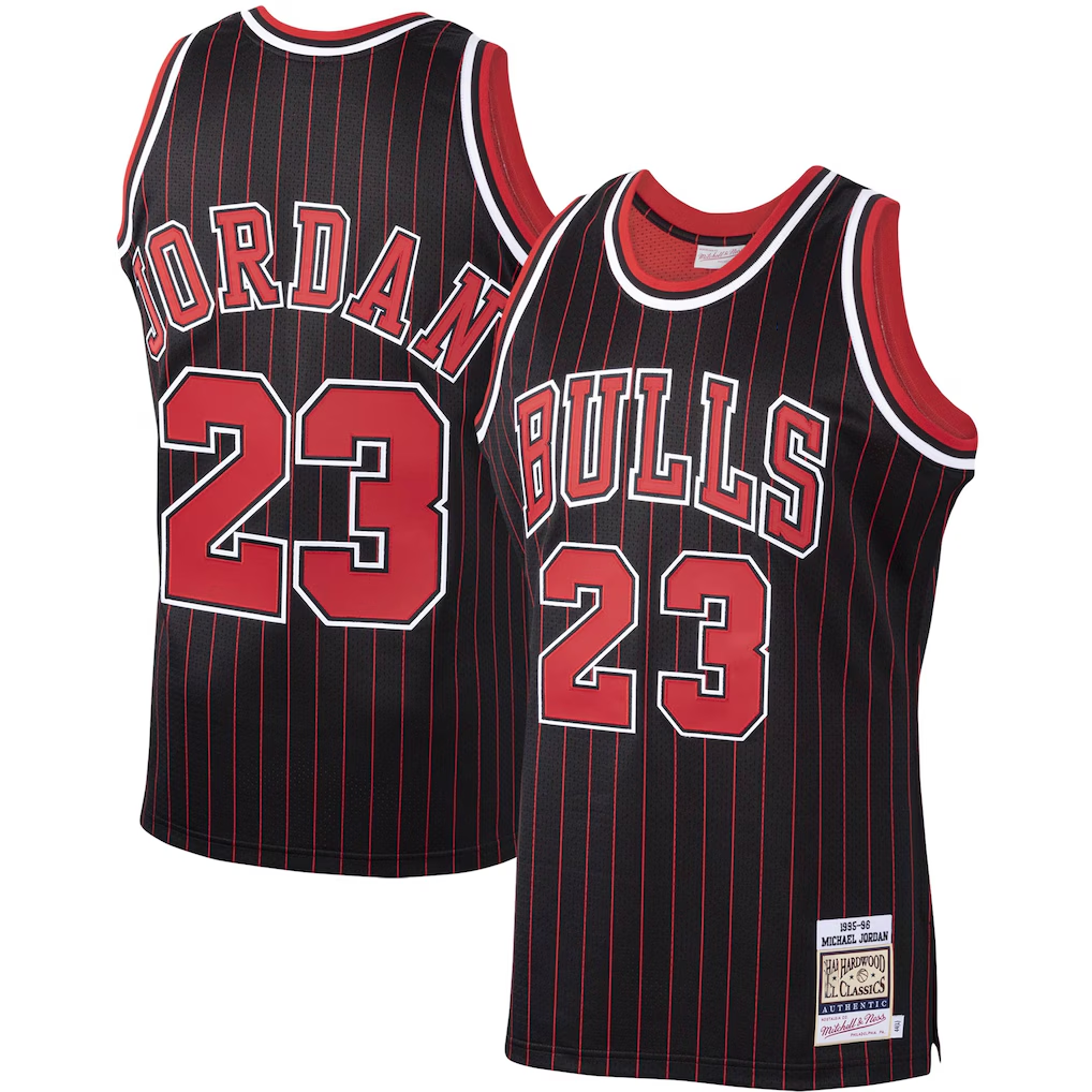 Kooe C.Bulls #23 Michael Jordan Mitchell & Ness Black 1995-96 Hardwood Classics Authentic Jerseys