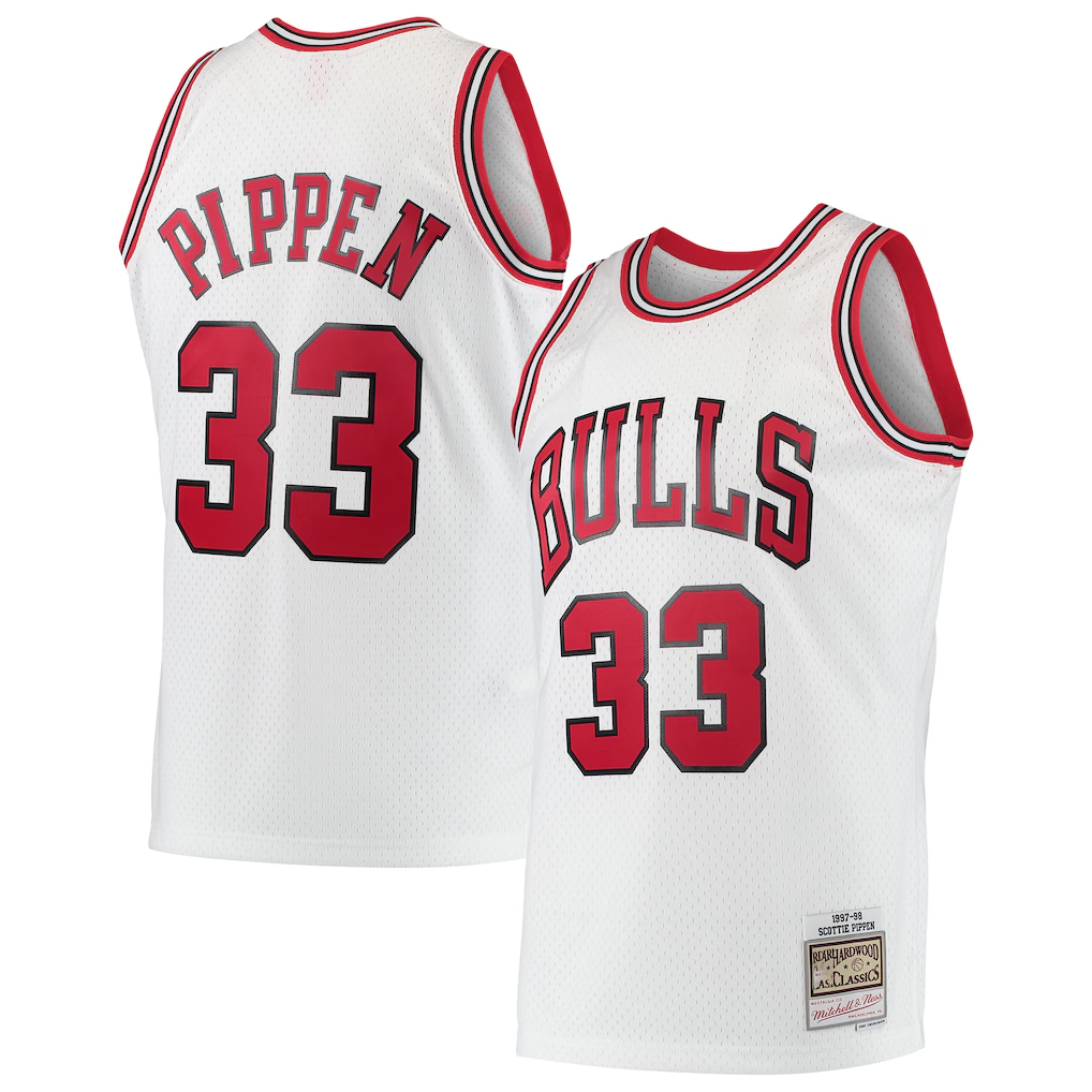Kooe C.Bulls #33 Scottie Pippen Mitchell & Ness White Hardwood Classics Swingman Jerseys