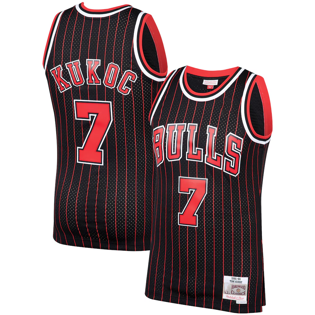 Kooe C.Bulls #7 Toni Kukoc Mitchell & Ness Black 1995-96 Hardwood Classics Swingman Jerseys