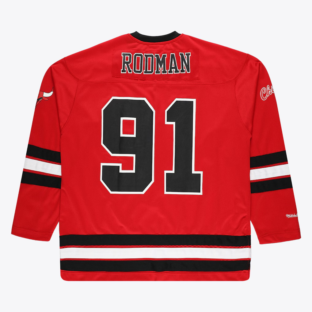 Kooe C.Bulls #91 Dennis Rodman Mitchell & Ness Red Big & Tall  Hockey Jerseys