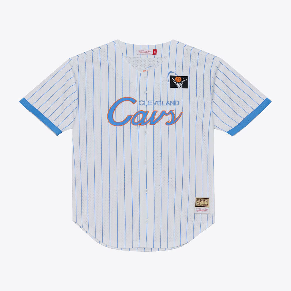 Kooe C.Cavaliers Mitchell & Ness White Head Coach Pinstripe Mesh Full-Button Baseball Jerseys