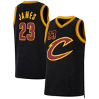 Kooe C.Cavaliers #23 LeBron James Black Forever King Authentic Jerseys