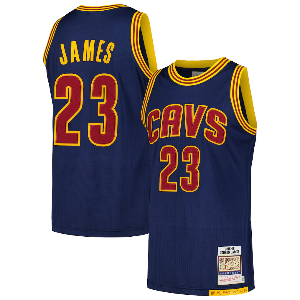 Kooe C.Cavaliers #23 LeBron James Mitchell & Ness Navy 201516 Hardwood Classics Authentic Jerseys