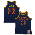 Kooe C.Cavaliers #23 LeBron James Mitchell & Ness Navy Big & Tall 201516 Swingman Jerseys