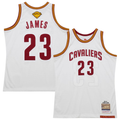 Kooe C.Cavaliers #23 LeBron James Mitchell & Ness White 2015-16 Hardwood Classics Authentic Jerseys