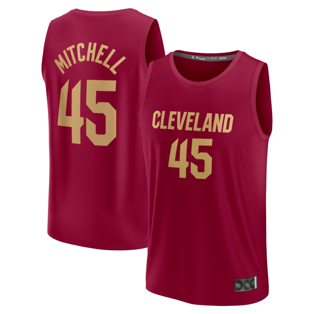 Kooe C.Cavaliers #45 Donovan Mitchell Wine Fast Break Replica Jerseys - Icon Edition