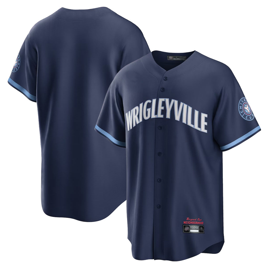 Kooe C.Cubs Navy City Connect Home Game Blank Player Stitched Jerseys
