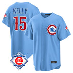 Kooe C.Cubs #15 Carson Kelly Player Light Blue 150th Anniversary Home Game Stitched Jerseys
