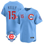 Kooe C.Cubs #15 Carson Kelly Player Light Blue 150th Anniversary Limited Home Stitched Jerseys