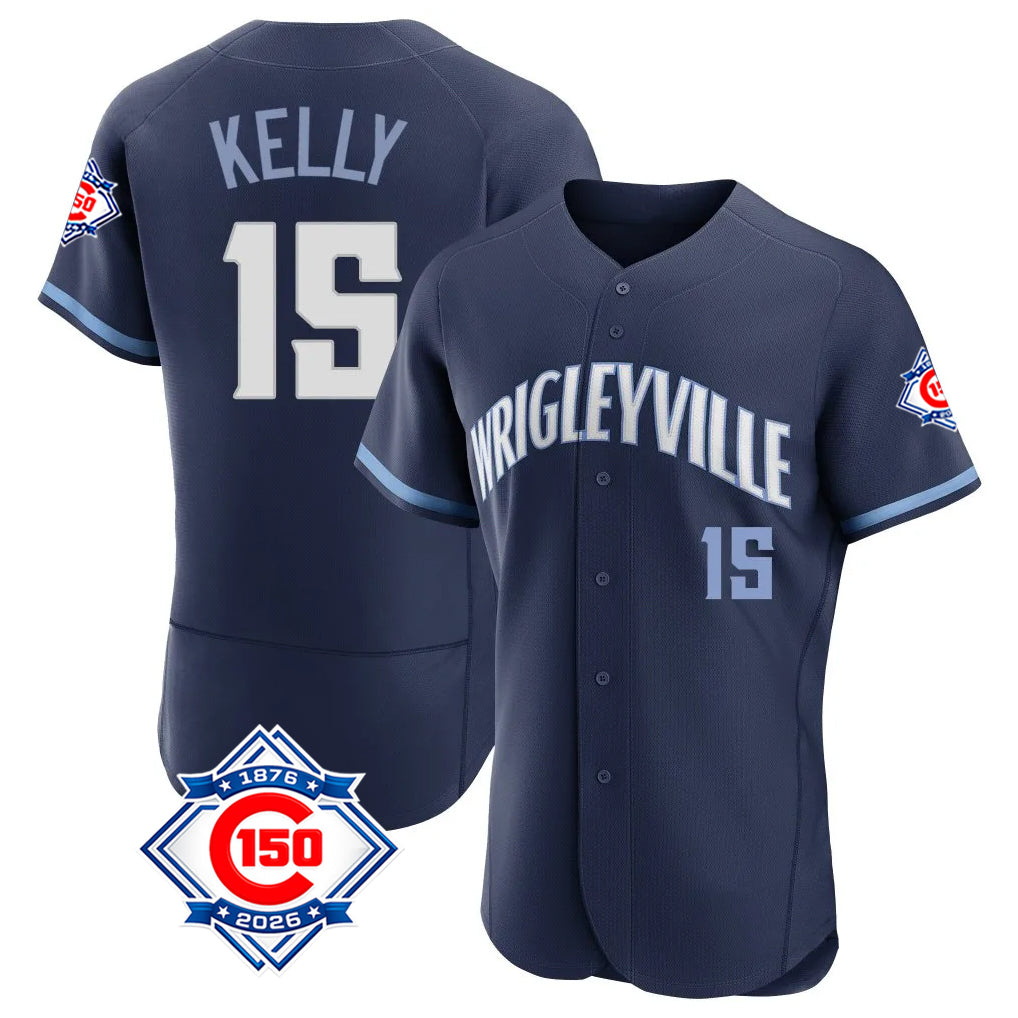 Kooe C.Cubs #15 Carson Kelly Player Navy City Connect 150th Anniversary Limited Elite Home Stitched Jerseys