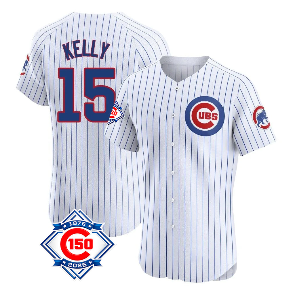 Kooe C.Cubs #15 Carson Kelly Player White 150th Anniversary Limited Elite Home Game Stitched Jerseys