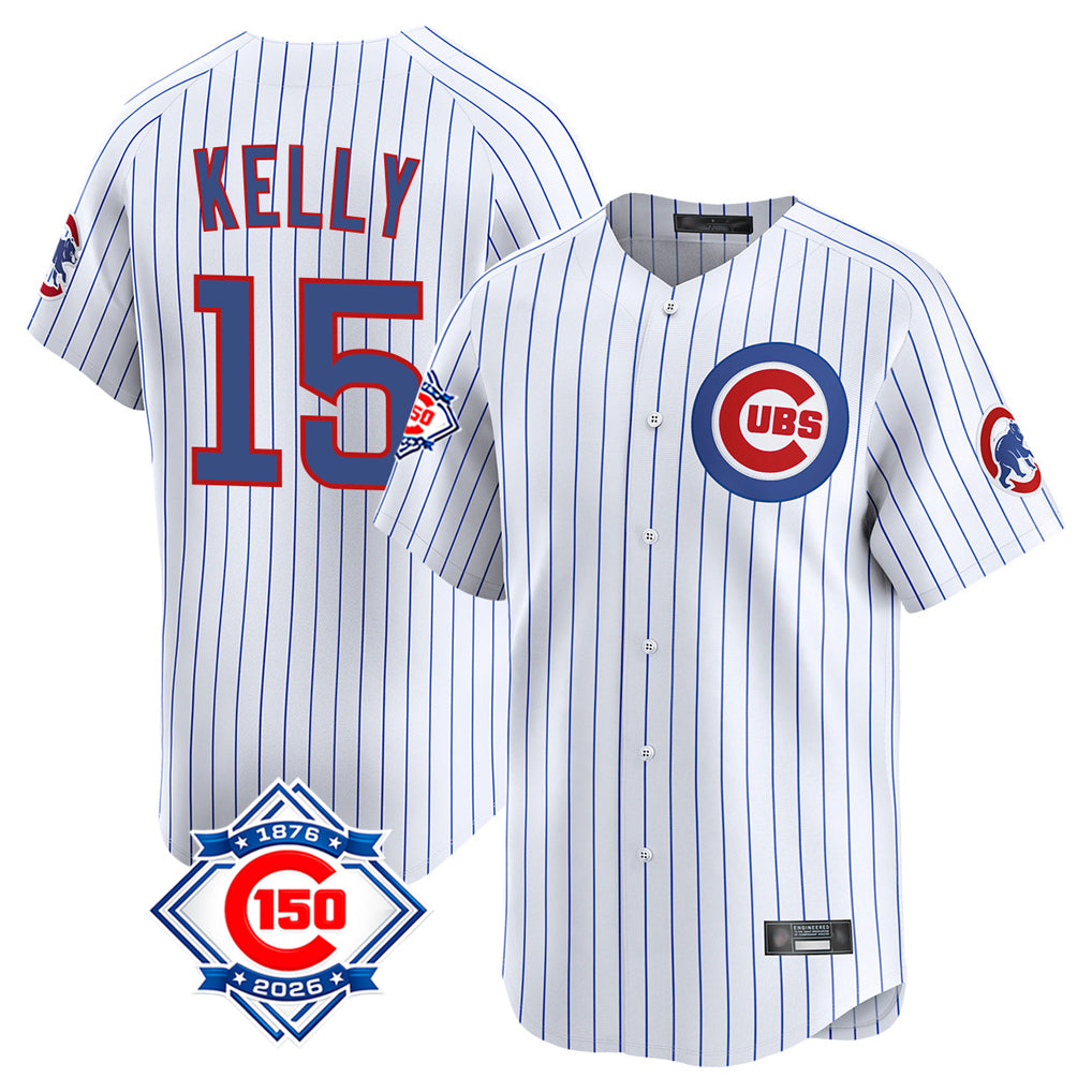 Kooe C.Cubs #15 Carson Kelly Player White 150th Anniversary Limited Home Game Stitched Jerseys