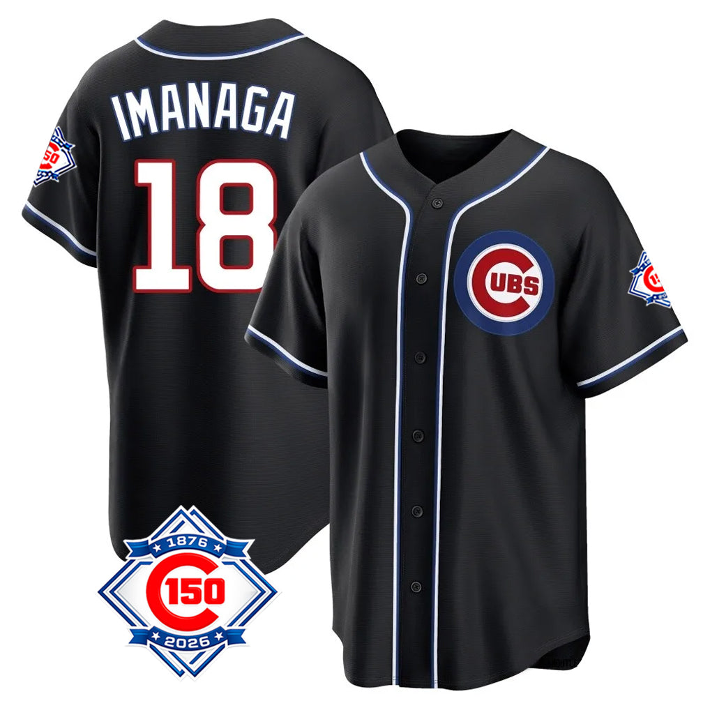 Kooe C.Cubs #18 Shota Imanaga Player Black Fashion Out 150th Anniversary Game Stitched Jerseys