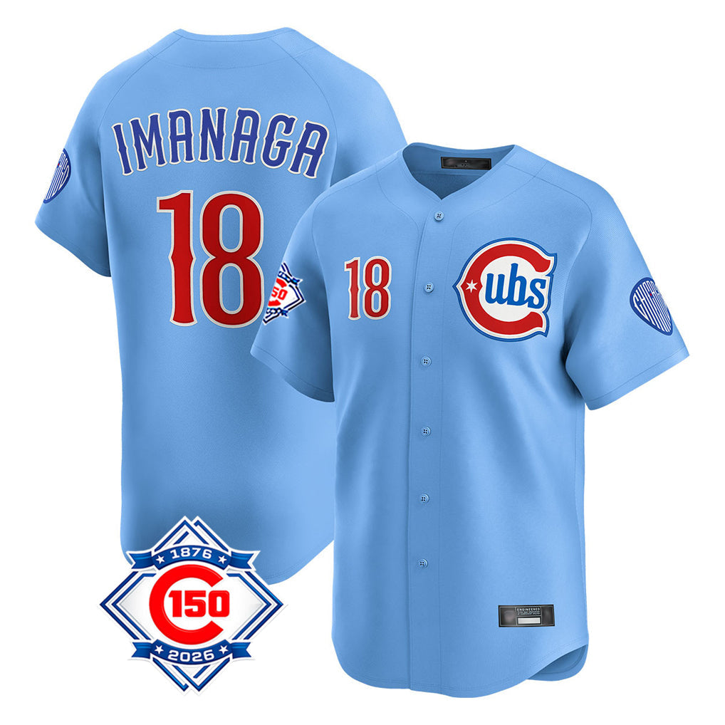 Kooe C.Cubs #18 Shota Imanaga Player Light Blue 150th Anniversary Limited Home Stitched Jerseys