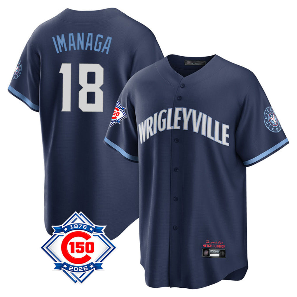Kooe C.Cubs #18 Shota Imanaga Player Navy 150th Anniversary City Connect Home Game Stitched Jerseys