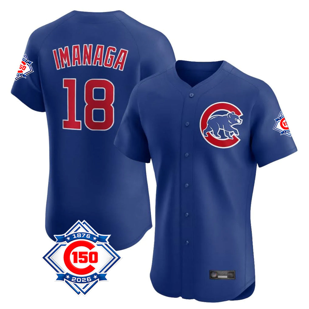Kooe C.Cubs #18 Shota Imanaga Player Royal 150th Anniversary Limited Elite Home Stitched Jerseys