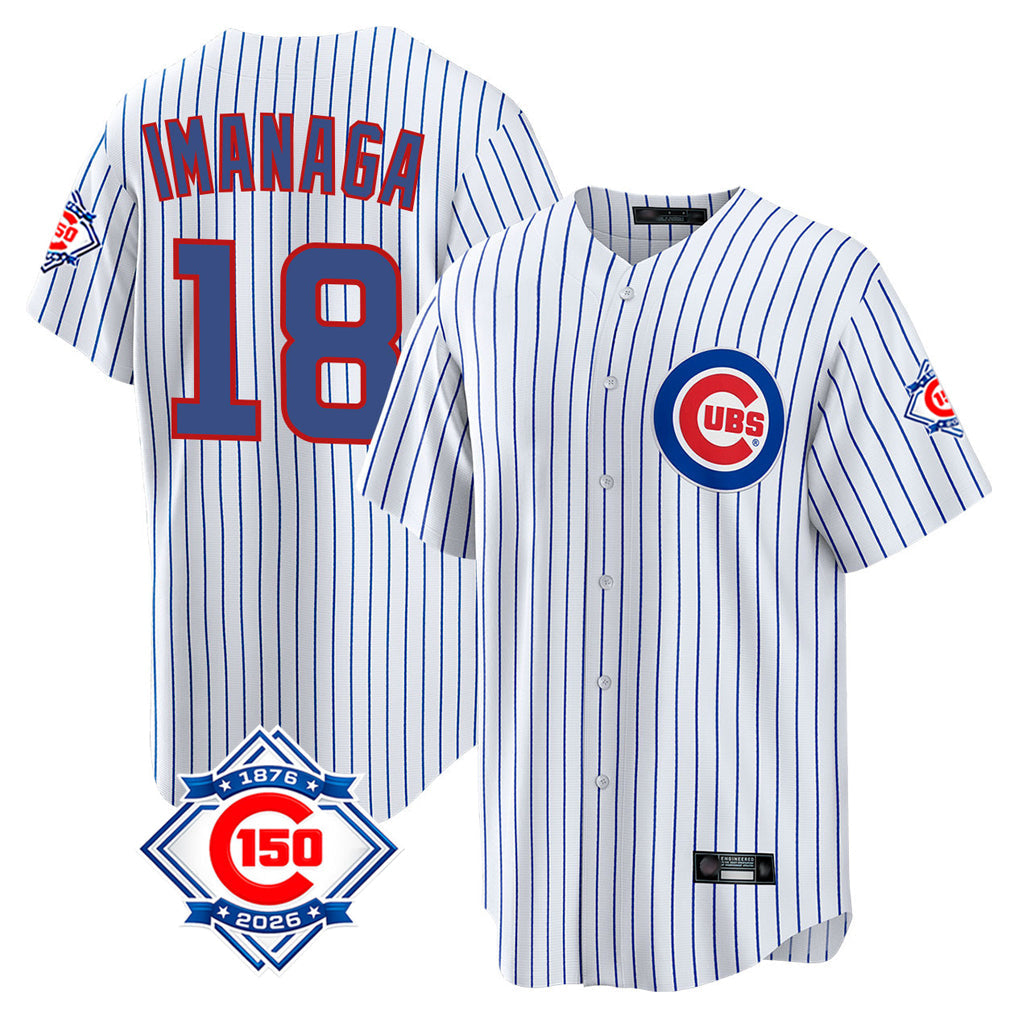 Kooe C.Cubs #18 Shota Imanaga Player White 150th Anniversary Home Game Stitched Jerseys