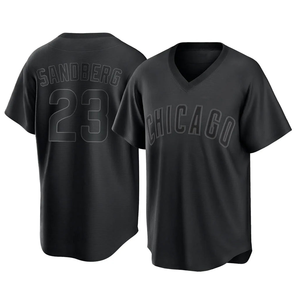 Kooe C.Cubs #23 Ryne Sandberg Player Black T-shirt Home Game Stitched Jerseys