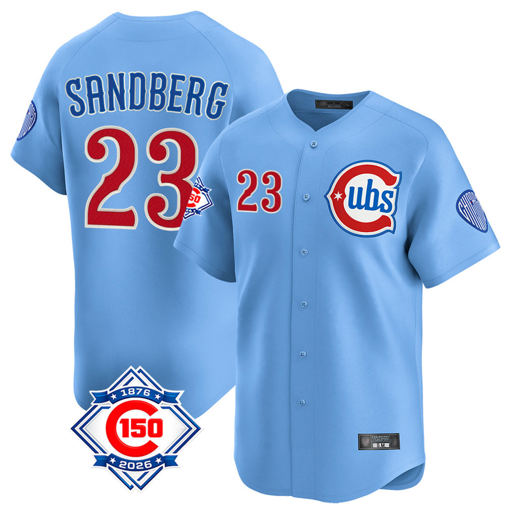 Kooe C.Cubs #23 Ryne Sandberg Player Light Blue 150th Anniversary Limited Home Stitched Jerseys