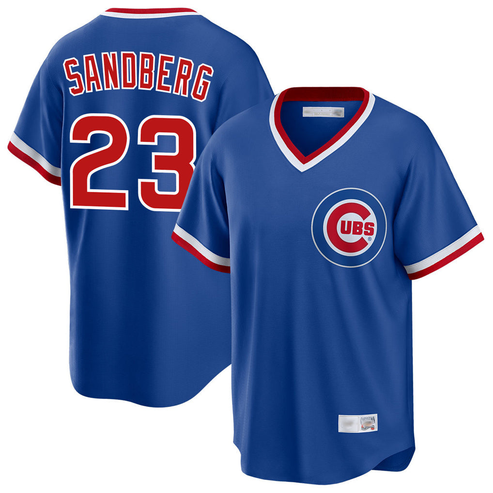 Kooe C.Cubs #23 Ryne Sandberg Player Royal T-shirt Cooperstown Collection Limited Stitched Jerseys