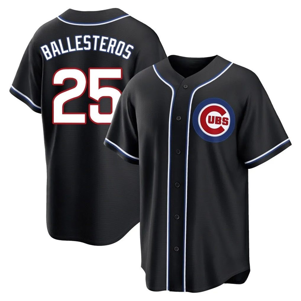 Kooe C.Cubs #25 Mois¨¦s Ballesteros Player Black Fashion Out Game Stitched Jerseys