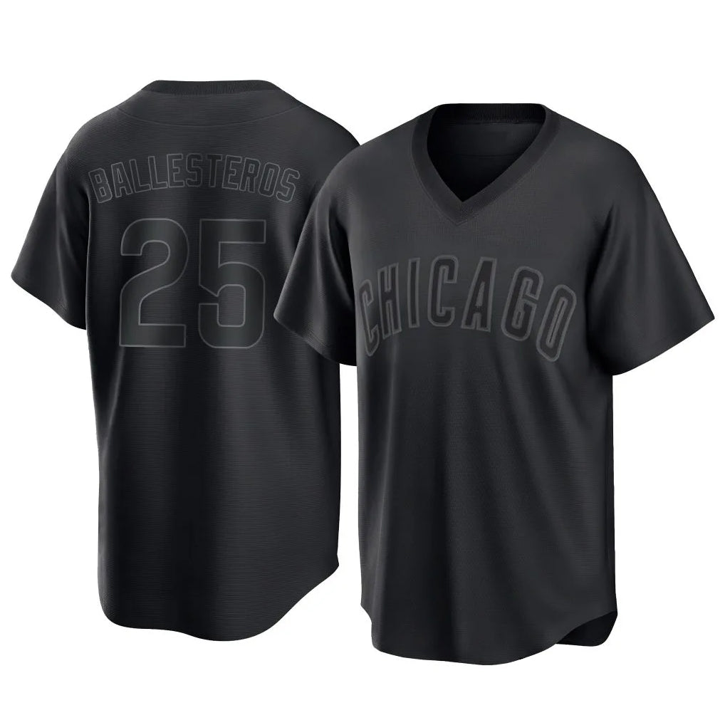Kooe C.Cubs #25 Mois¨¦s Ballesteros Player Black T-shirt Home Game Stitched Jerseys