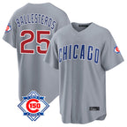 Kooe C.Cubs #25 Mois¨¦s Ballesteros Player Gray 150th Anniversary Home Game Stitched Jerseys