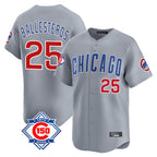 Kooe C.Cubs #25 Mois¨¦s Ballesteros Player Gray Road 150th Anniversary Limited Home Stitched Jerseys