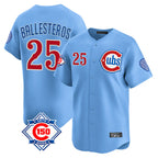 Kooe C.Cubs #25 Mois¨¦s Ballesteros Player Light Blue 150th Anniversary Limited Home Stitched Jerseys