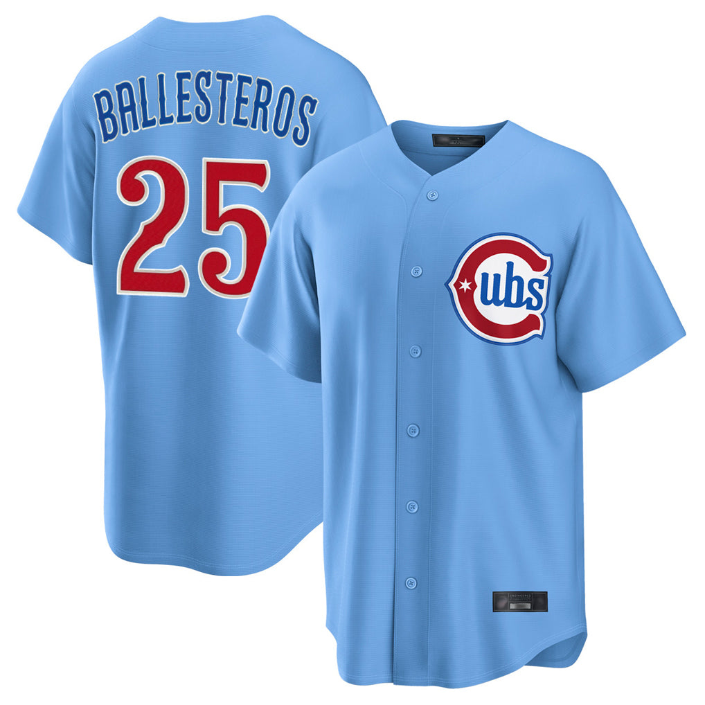 Kooe C.Cubs #25 Mois¨¦s Ballesteros Player Light Blue Home Game Stitched Jerseys