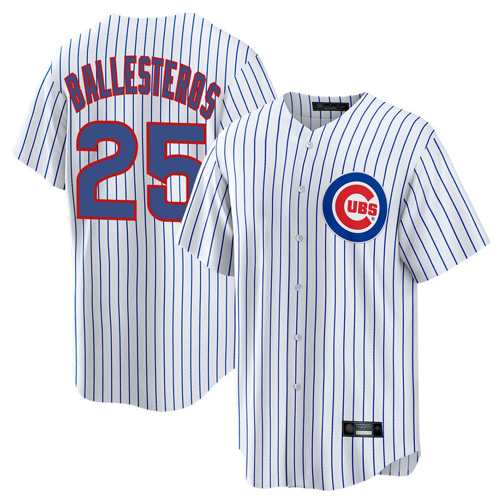 Kooe C.Cubs #25 Mois¨¦s Ballesteros Player White Game Home Stitched Jerseys