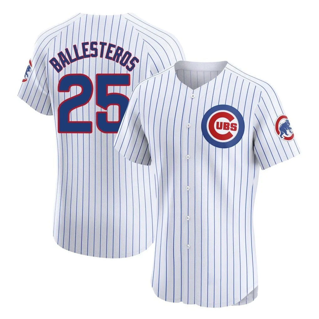 Kooe C.Cubs #25 Mois¨¦s Ballesteros Player White Limited Elite Home Game Stitched Jerseys
