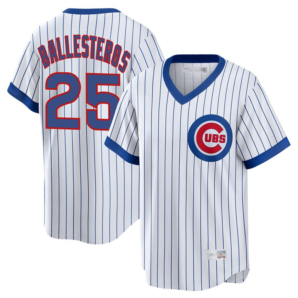 Kooe C.Cubs #25 Mois¨¦s Ballesteros Player White T-shirt Cooperstown Collection Limited Stitched Jerseys