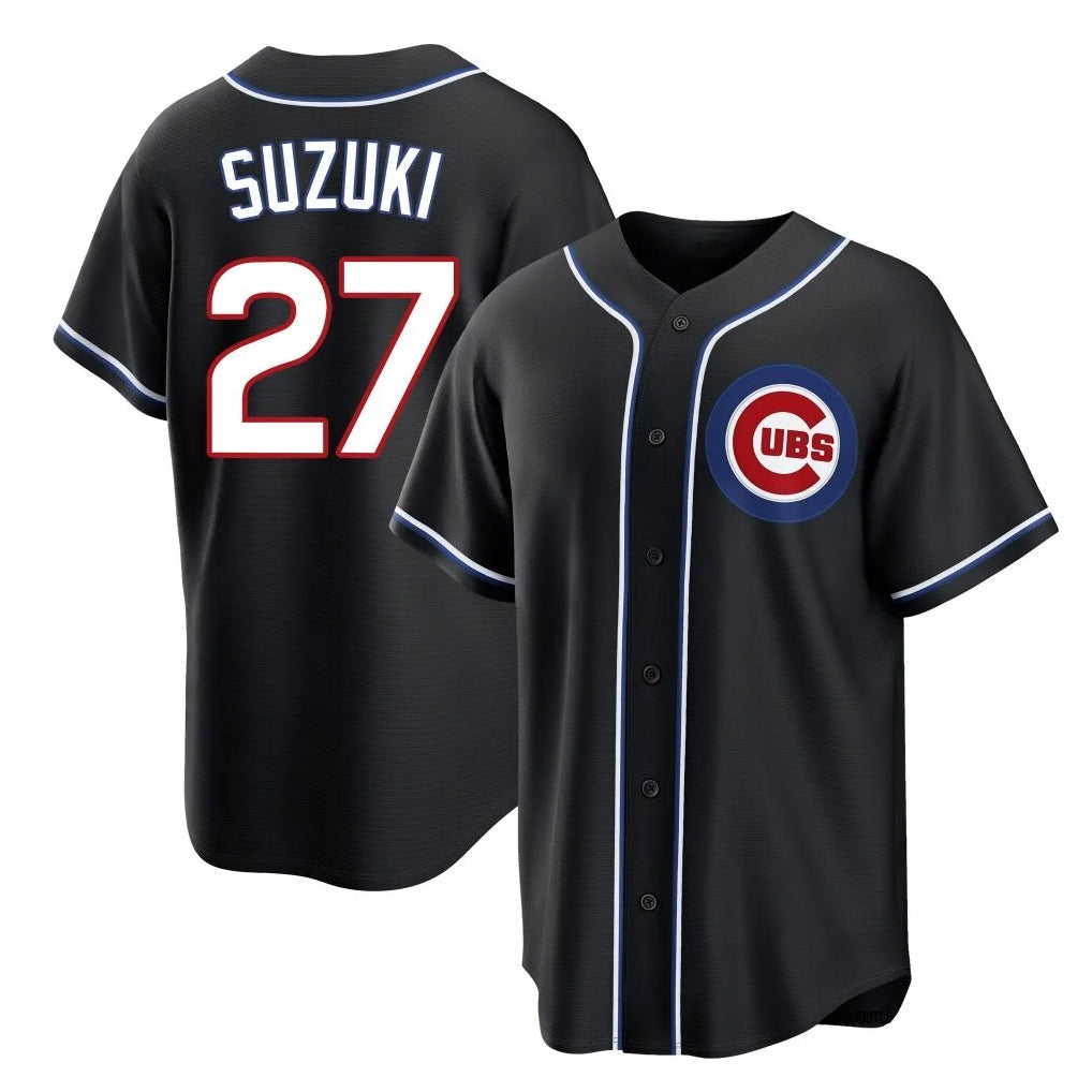 Kooe C.Cubs #27 Seiya Suzuki Player Black Fashion Out Game Stitched Jerseys