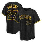 Kooe C.Cubs #27 Seiya Suzuki Player Black Snake Skin City Game Stitched Jerseys