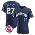 Kooe C.Cubs #27 Seiya Suzuki Player Navy City Connect 150th Anniversary Limited Elite Home Stitched Jerseys