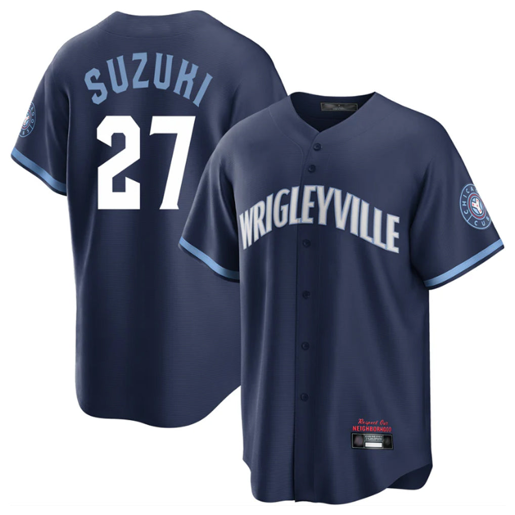 Kooe C.Cubs #27 Seiya Suzuki Player Navy City Connect Home Game Stitched Jerseys