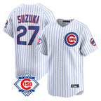 Kooe C.Cubs #27 Seiya Suzuki Player White 150th Anniversary Limited Home Game Stitched Jerseys