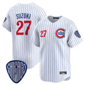 Kooe C.Cubs #27 Seiya Suzuki Player White Pinstripe Vapor Premier Limited Home Stitched Jerseys