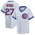 Kooe C.Cubs #27 Seiya Suzuki Player White T-shirt Cooperstown Collection Limited Stitched Jerseys