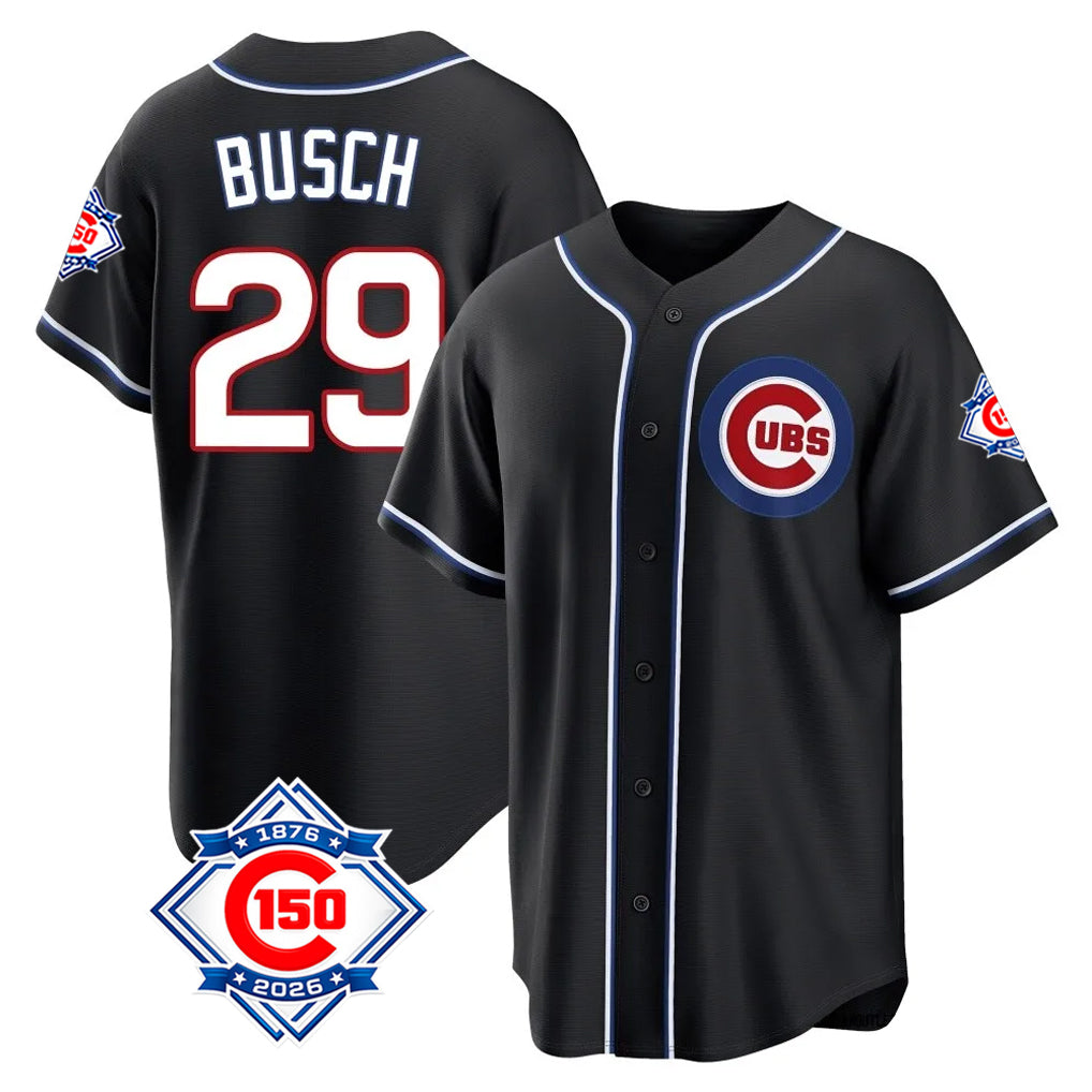 Kooe C.Cubs #29 Michael Busch Player Black Fashion Out Game Stitched Jerseys